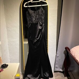 Windsor Black Satin and Lace Prom Dress